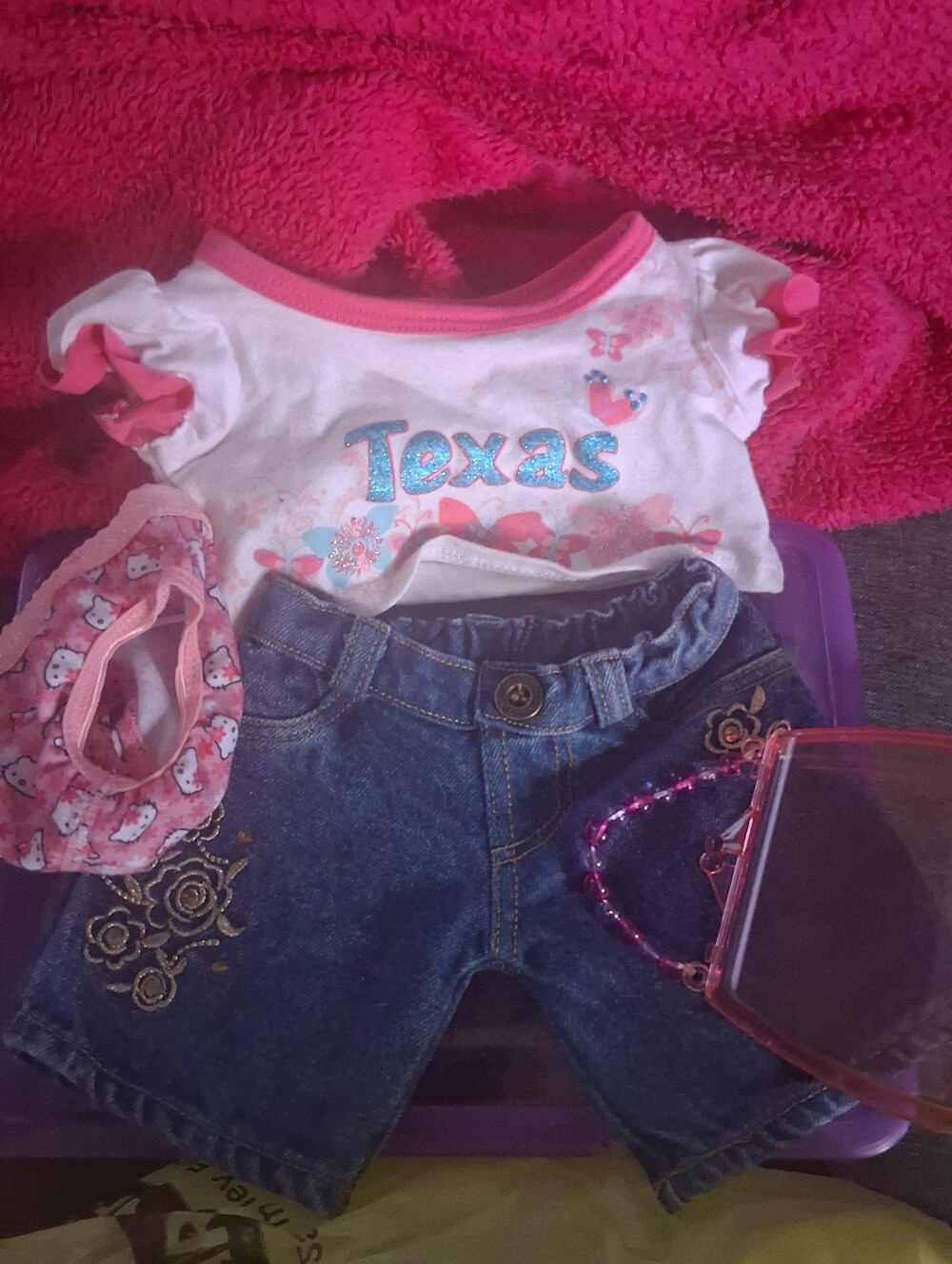 Pink and White Build A Bear Outfit Set - Texas Top with Pink Purse 👝